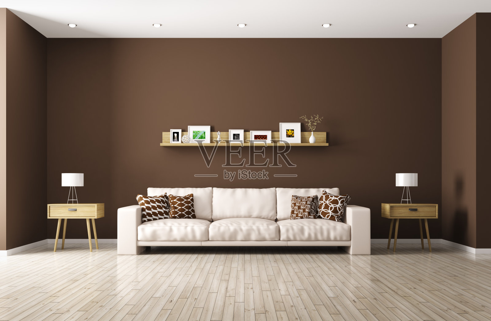 现代客厅米色沙发3d渲染照片摄影图片