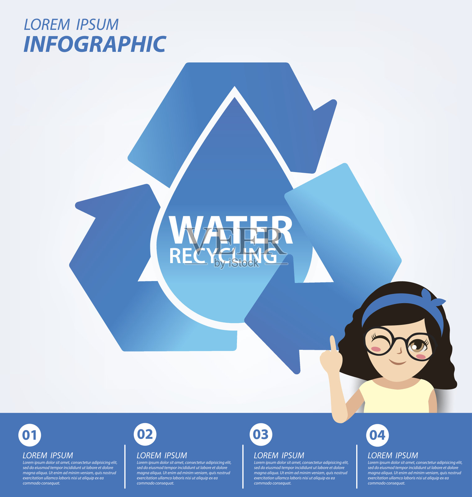 水回收。节约用水的概念。信息图表模板。矢量插图。插画图片素材