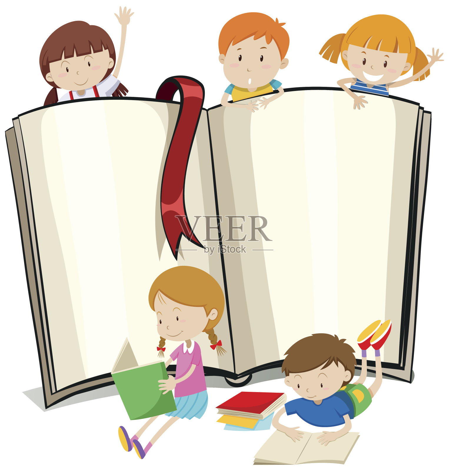 书籍设计与儿童阅读书籍插画图片素材