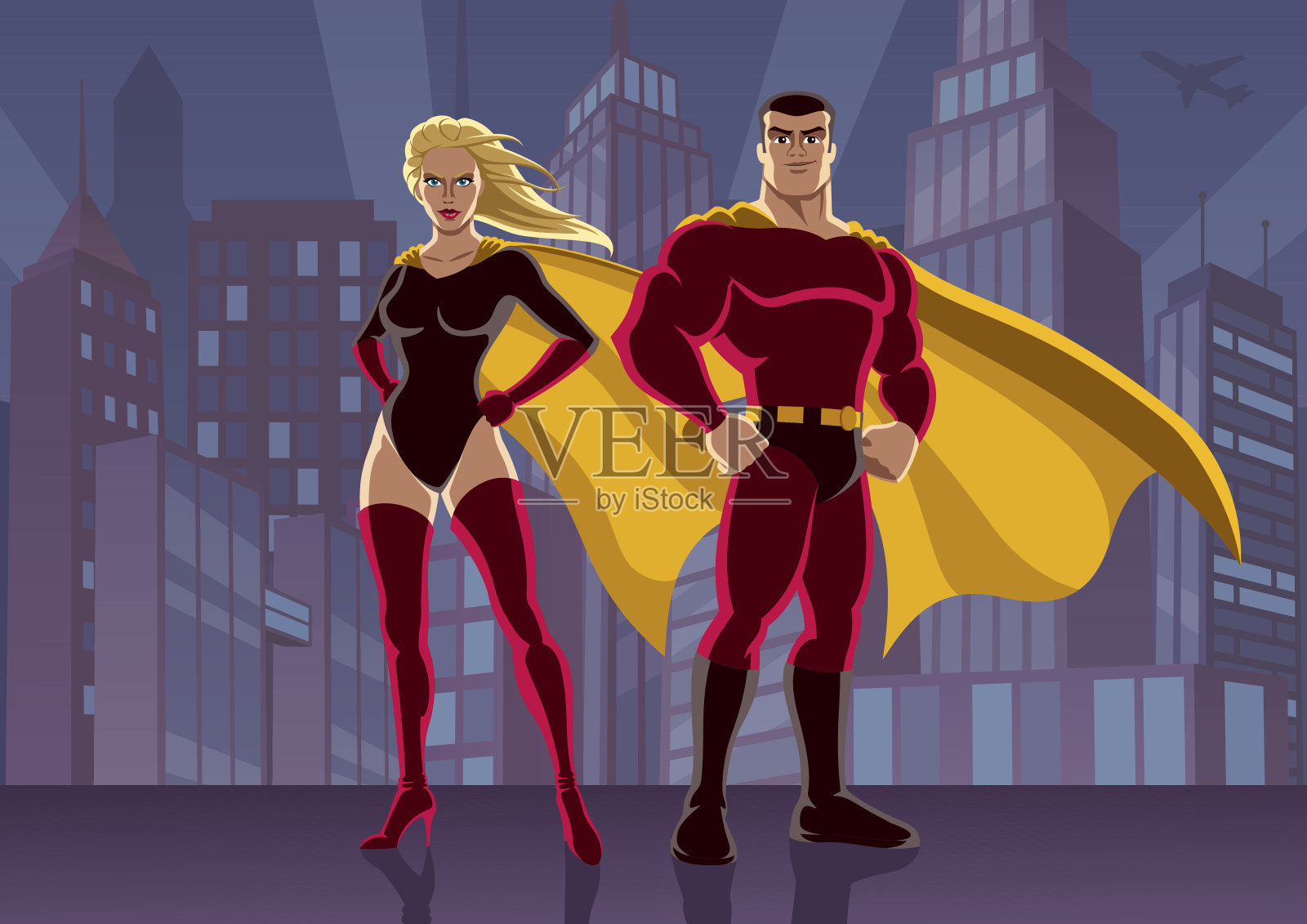 超级英雄夫妇2插画图片素材