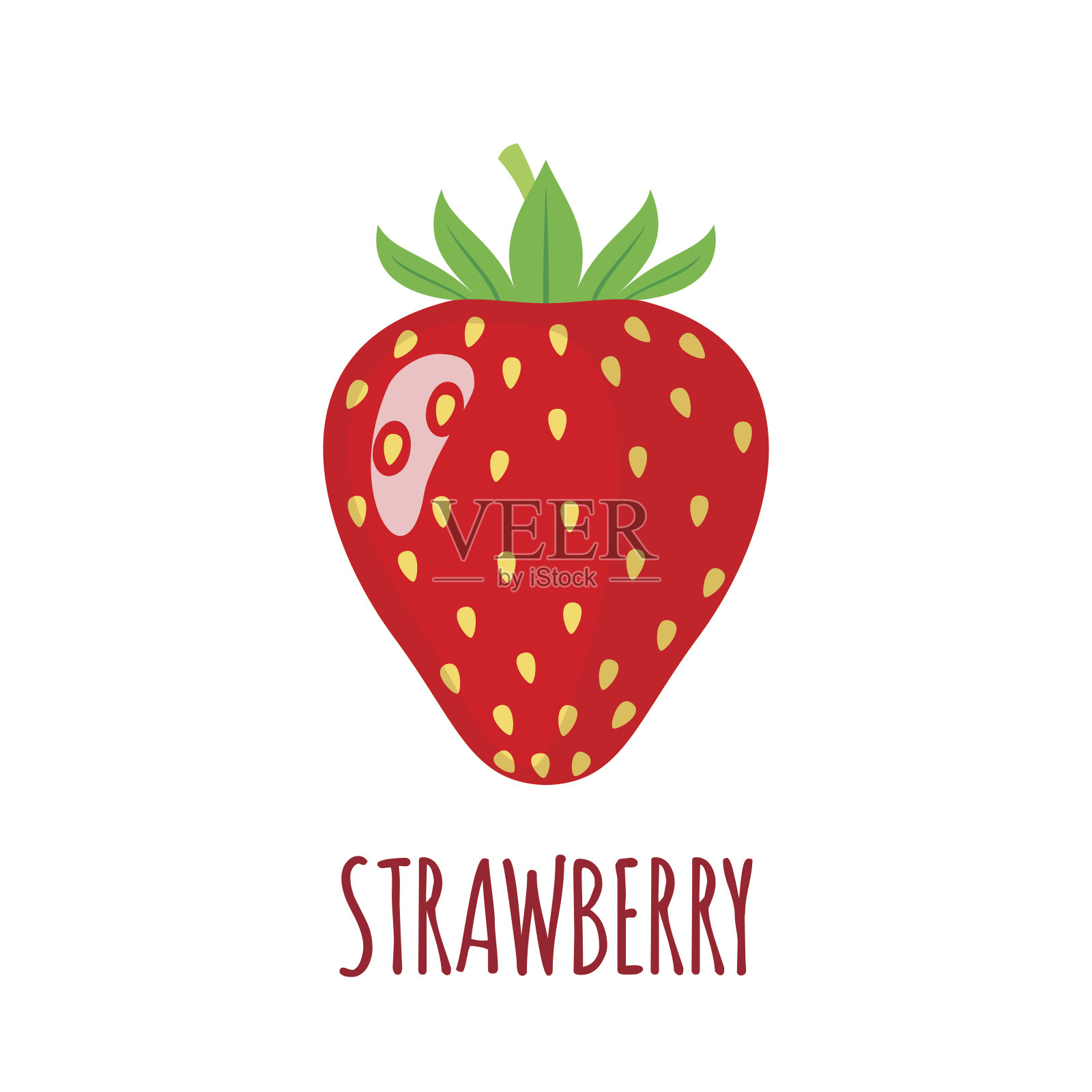 草莓图标在白色的背景平风格设计元素图片