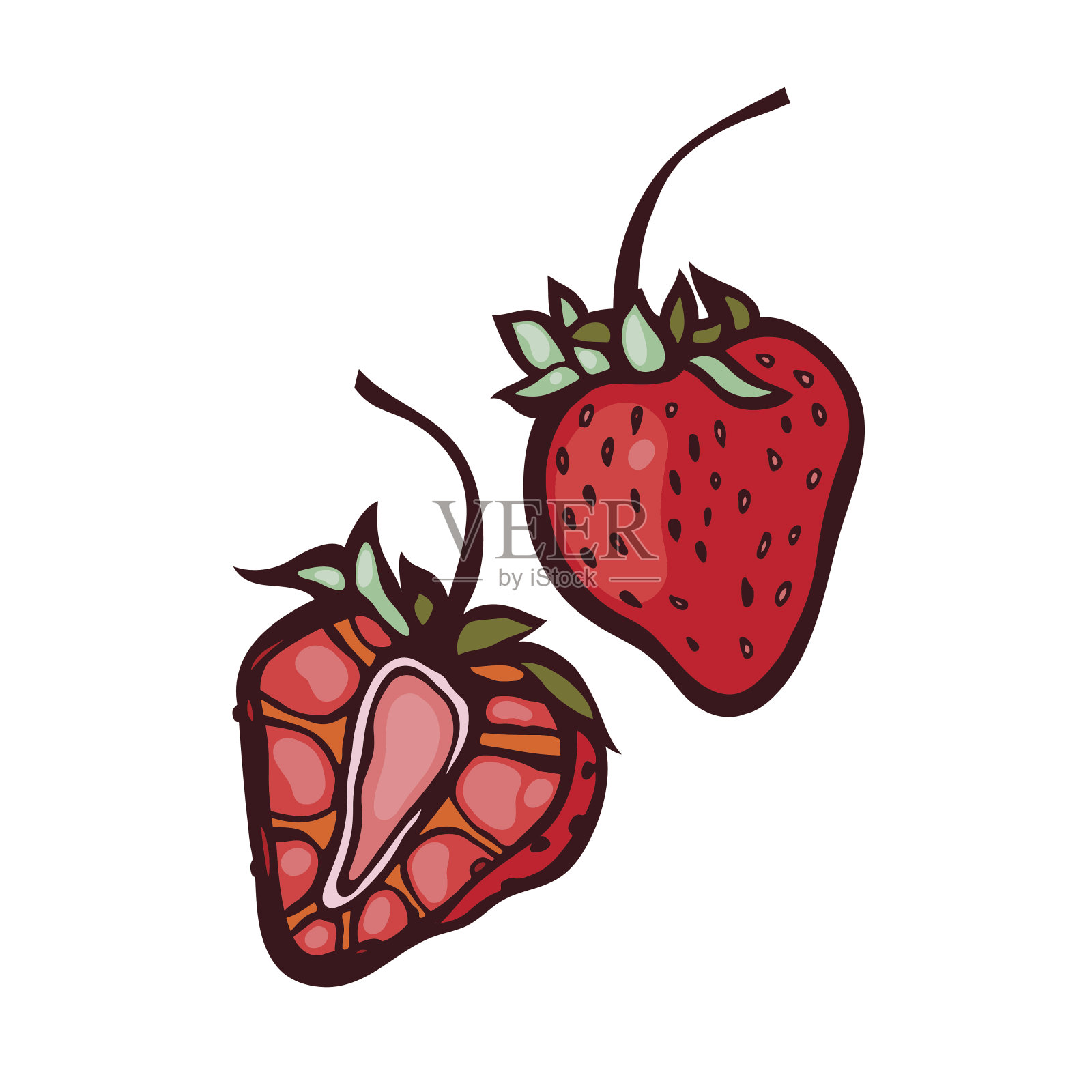 草莓孤立在白色背景上。插画图片素材