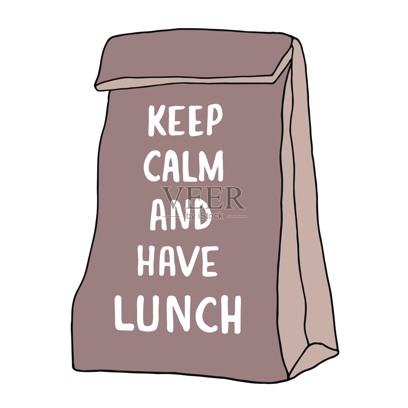 保持冷静，有午餐插图。午餐袋设计元素图片