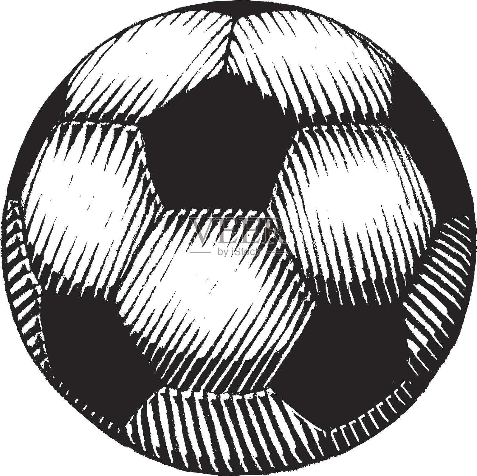 一个足球的矢量墨水素描插画图片素材