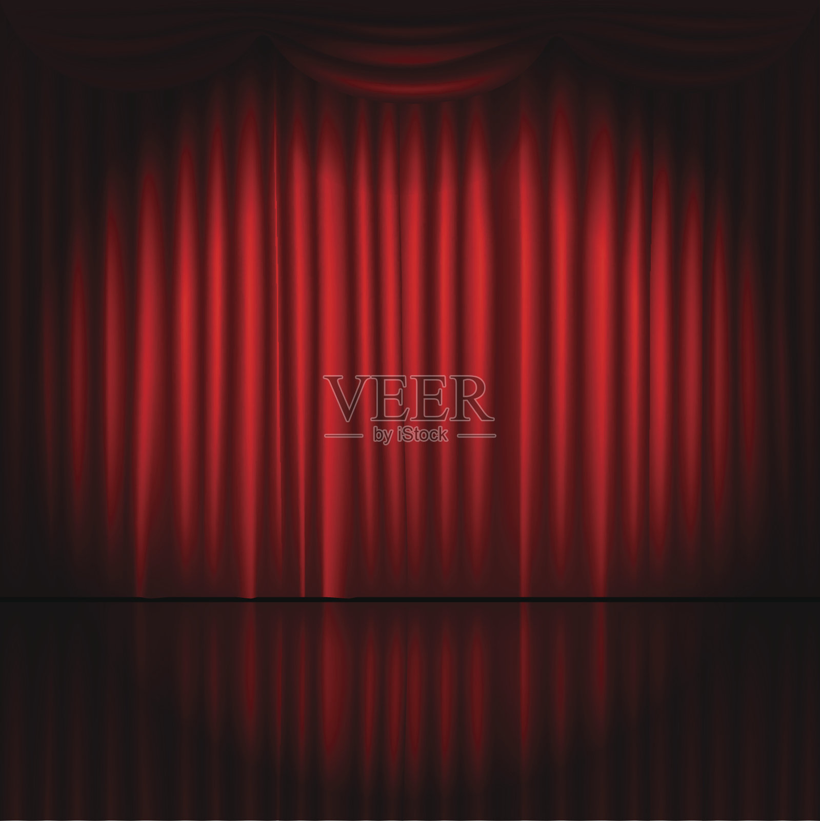 舞台窗帘与聚光灯矢量插图插画图片素材