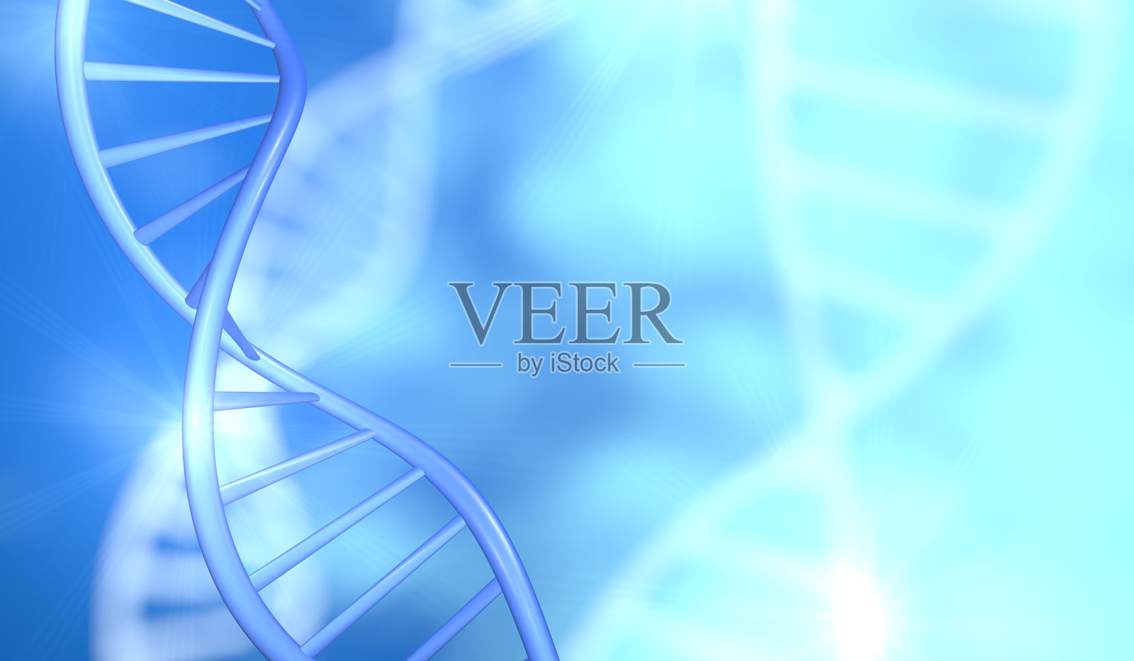 DNA站浅蓝色背景3D插图。插画图片素材