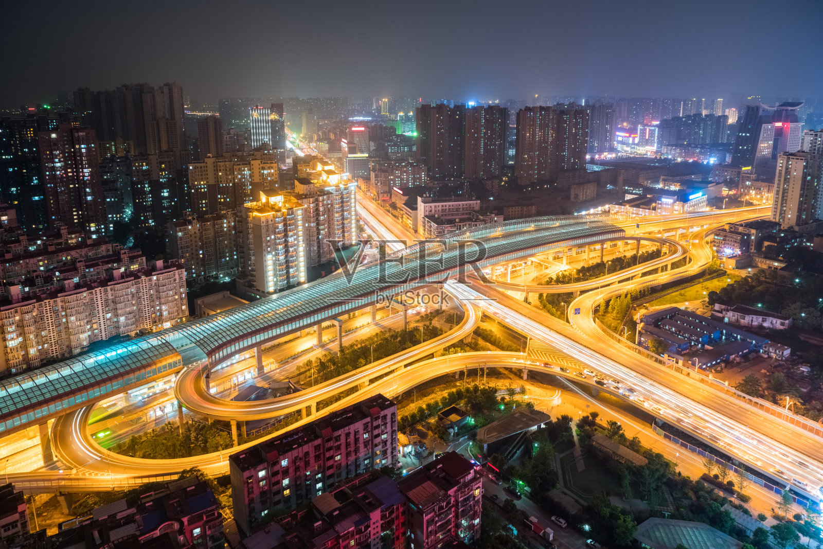 武汉立交桥夜景照片摄影图片