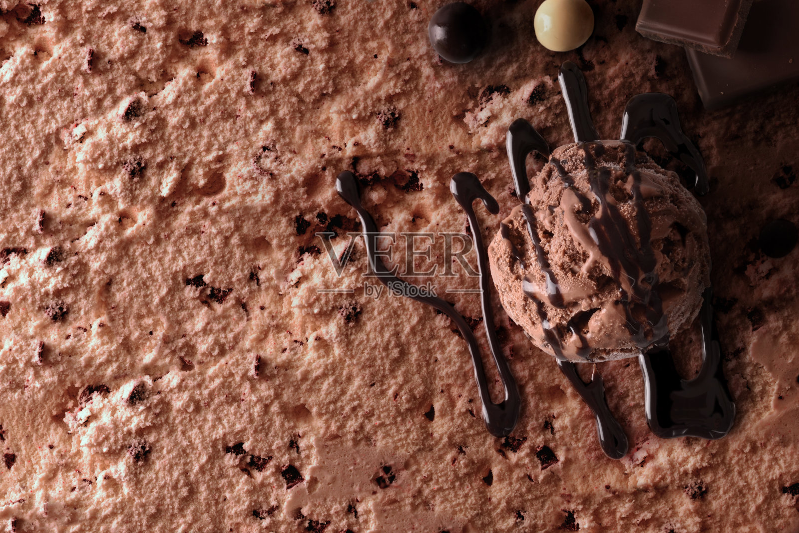 冰淇淋口味的巧克力背景俯视图照片摄影图片