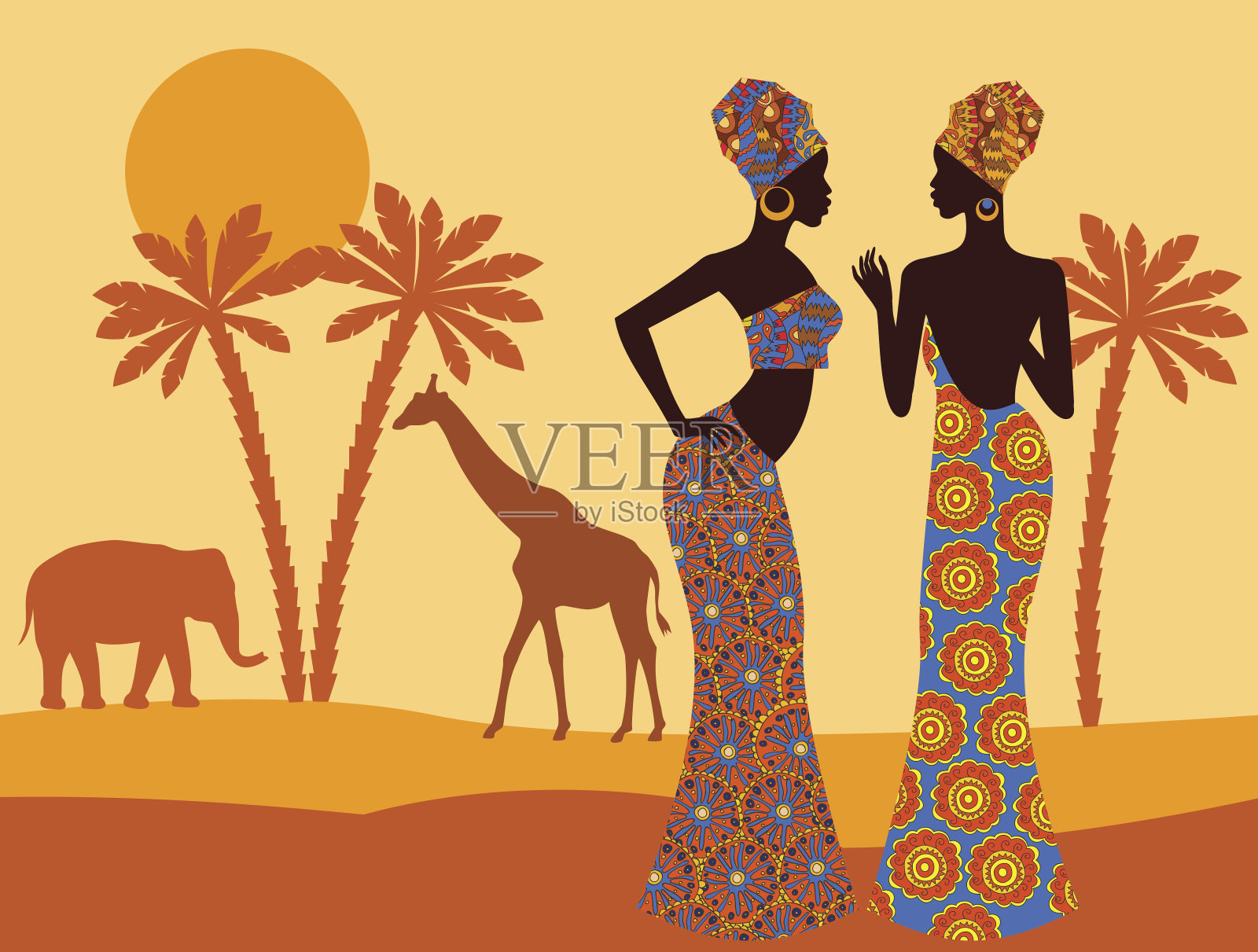 美丽的非洲妇女插画图片素材