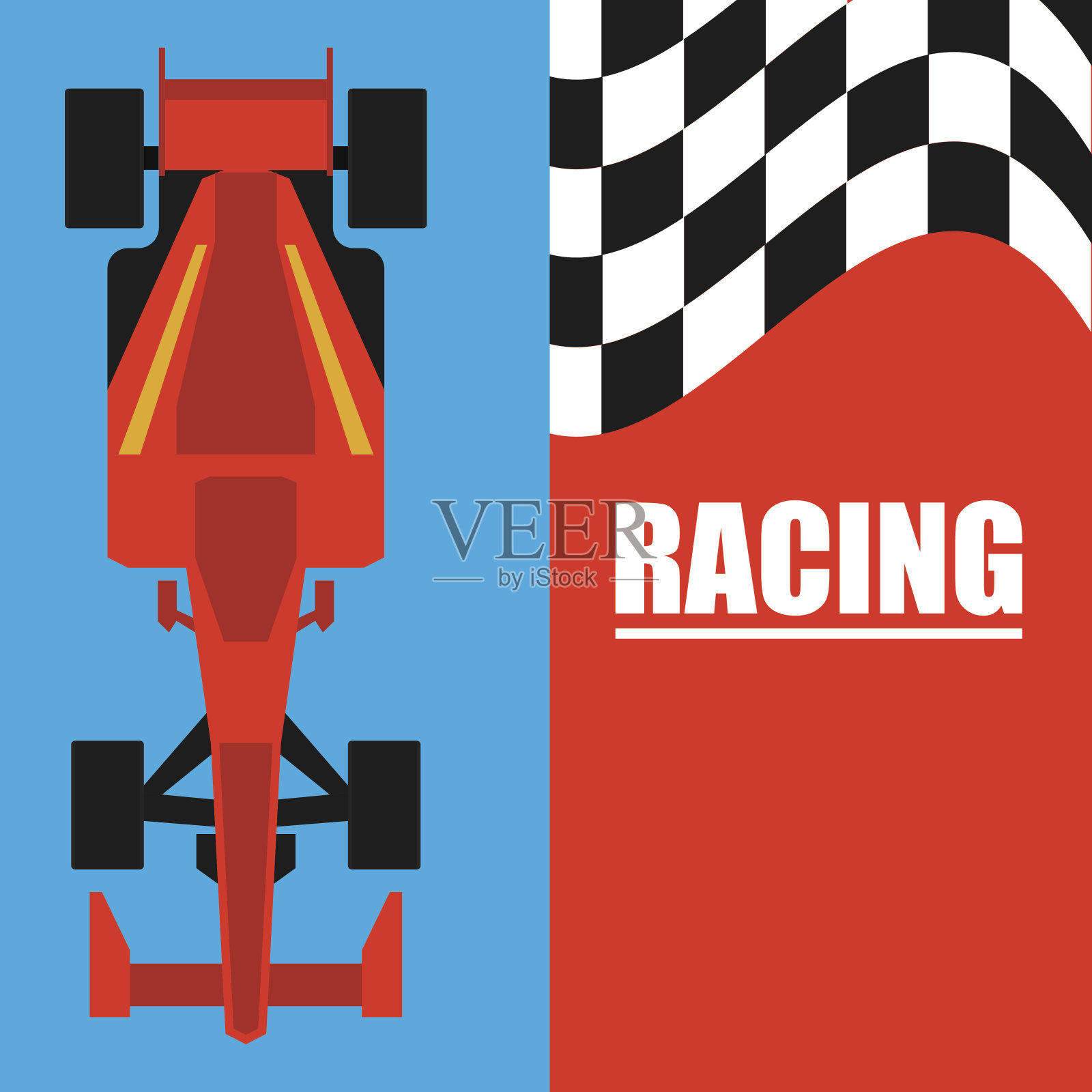 一级方程式/大奖赛赛车海报。矢量图插画图片素材