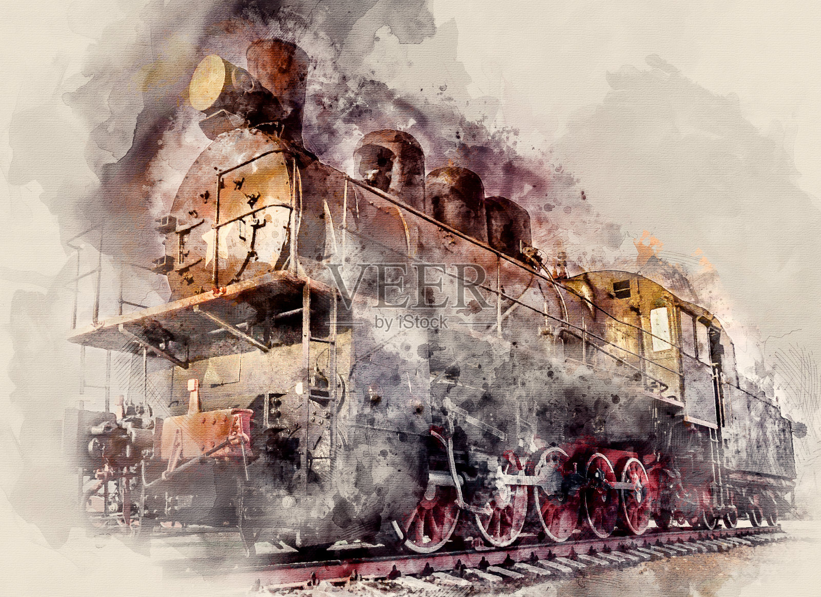 旧的火车插画图片素材