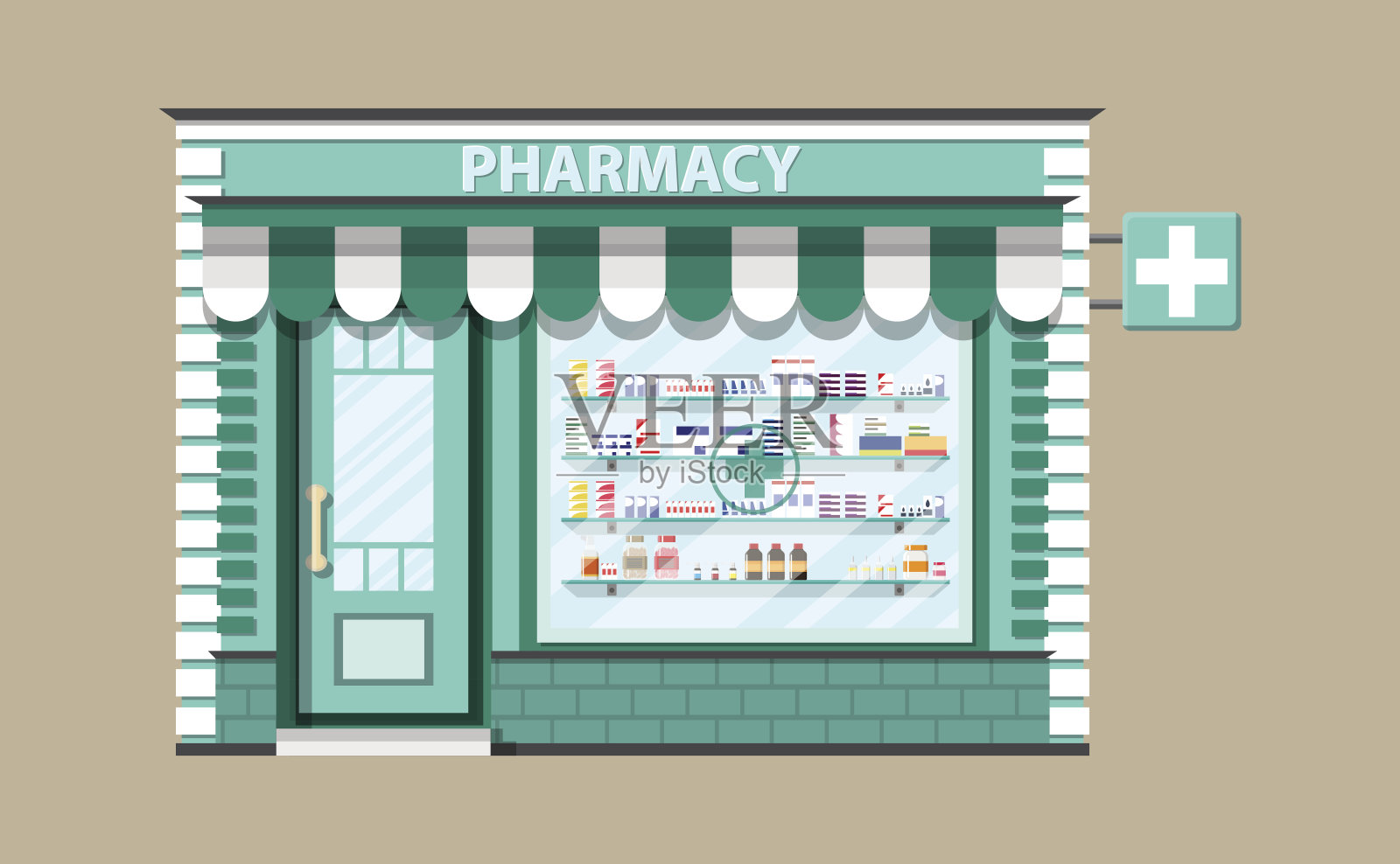 现代外部药房或药店。插画图片素材
