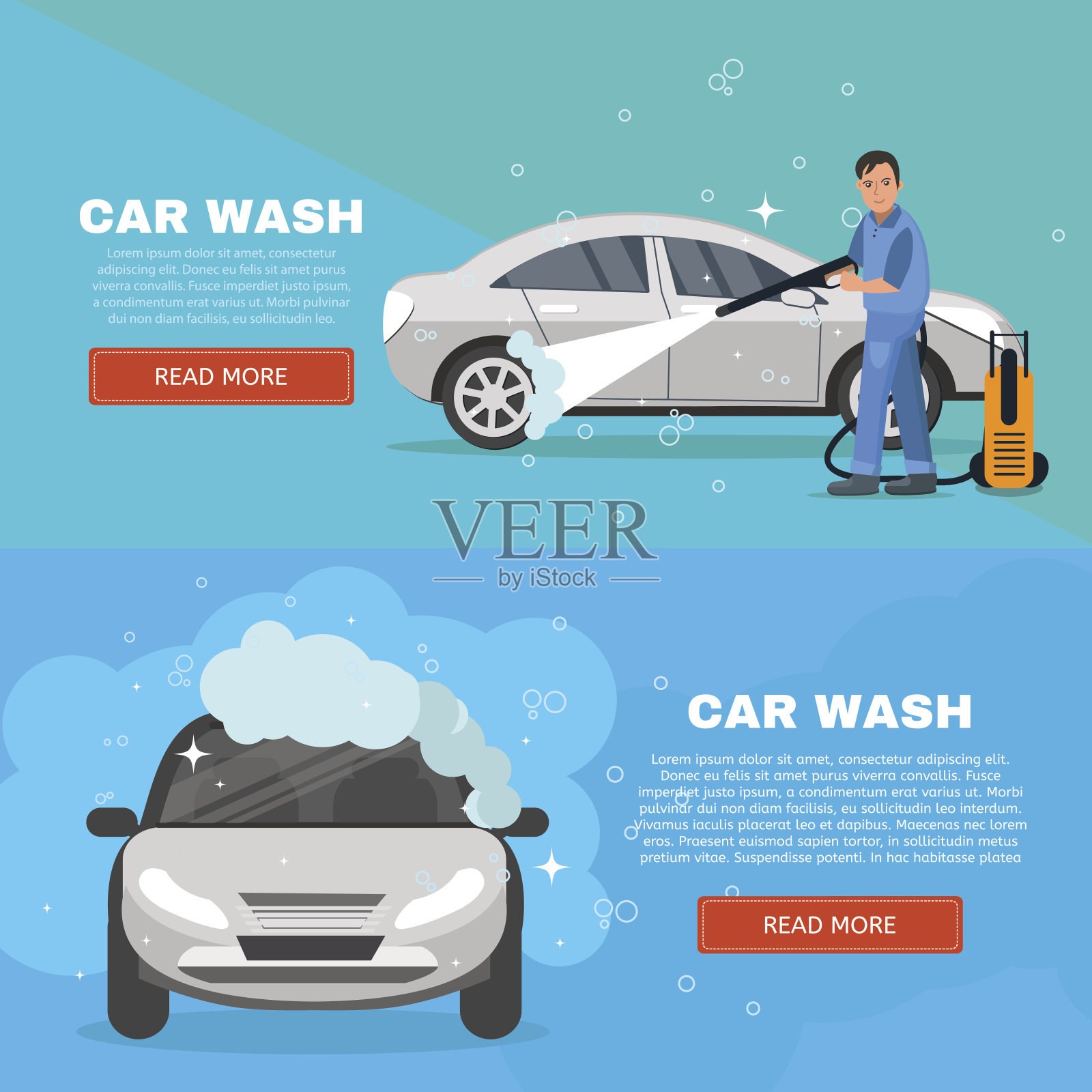 矢量概念洗车服务说明插画图片素材