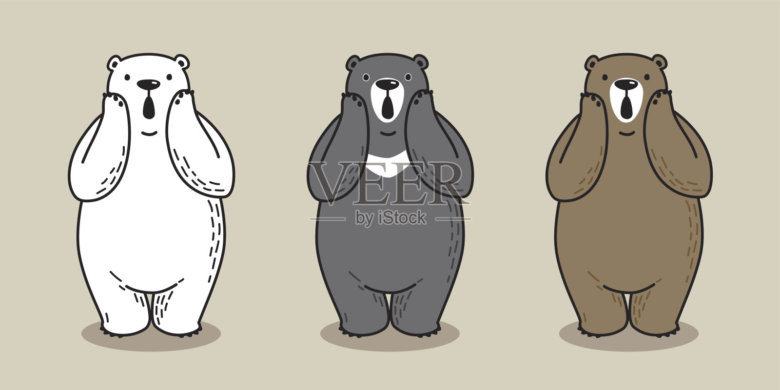 熊卡通灰熊北极熊矢量插图涂鸦插画图片素材