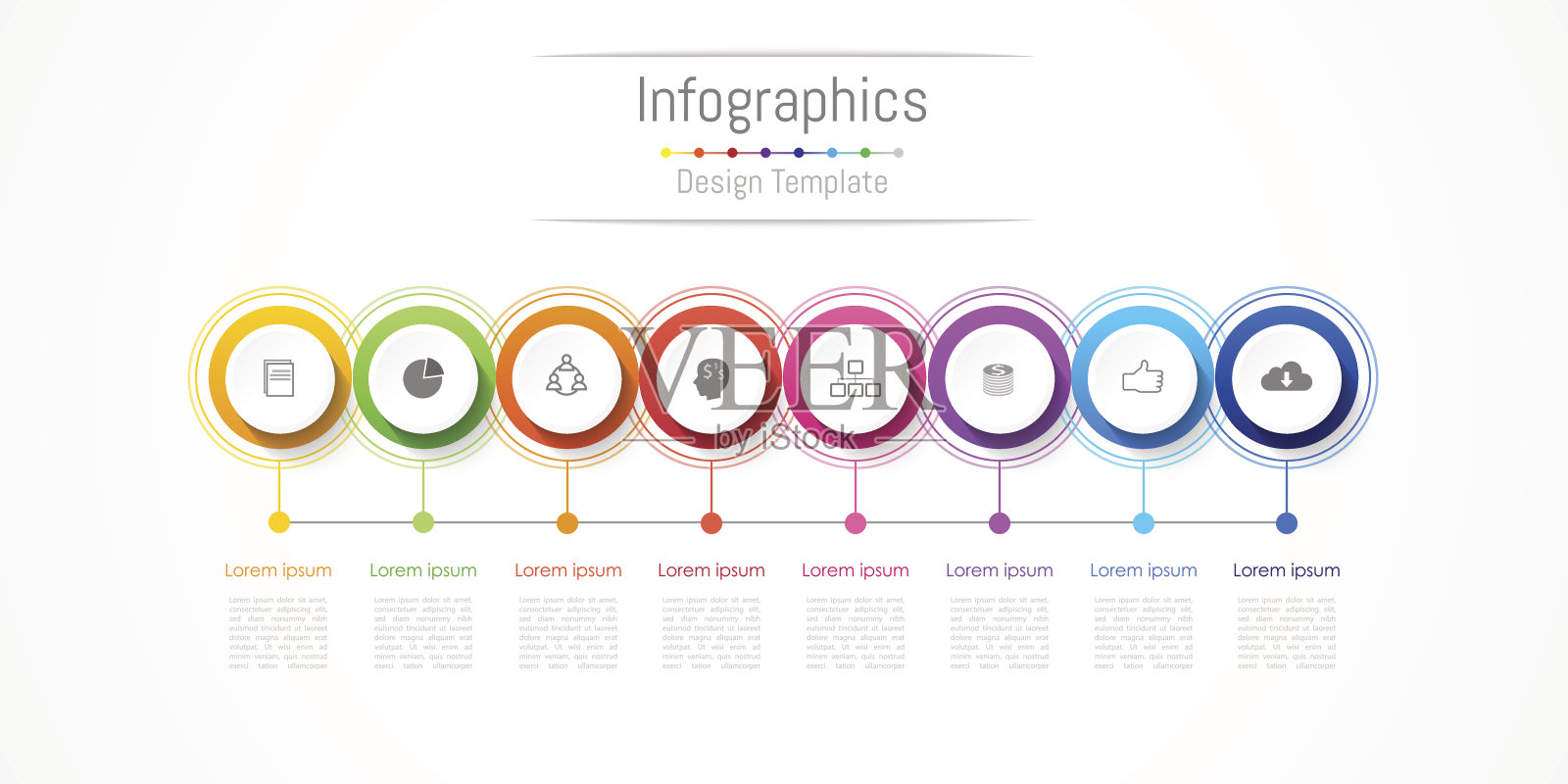 信息图形设计元素为您的企业8个选项，部分，步骤或过程，矢量插图。插画图片素材
