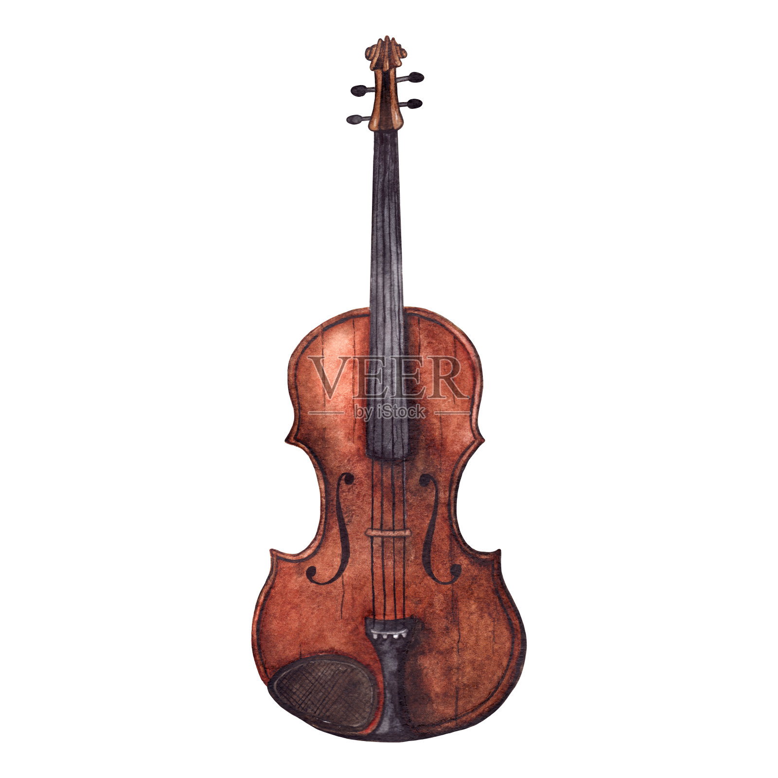 水彩古董小提琴小提琴乐器孤立设计元素图片