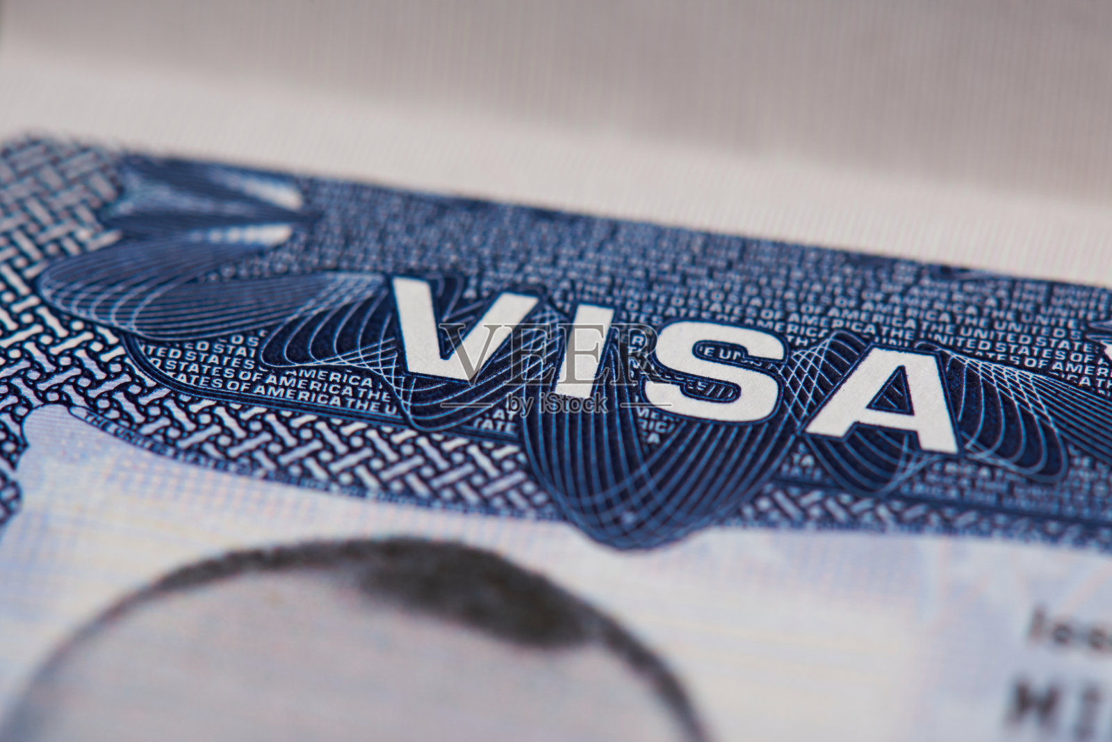 美国签证章照片摄影图片