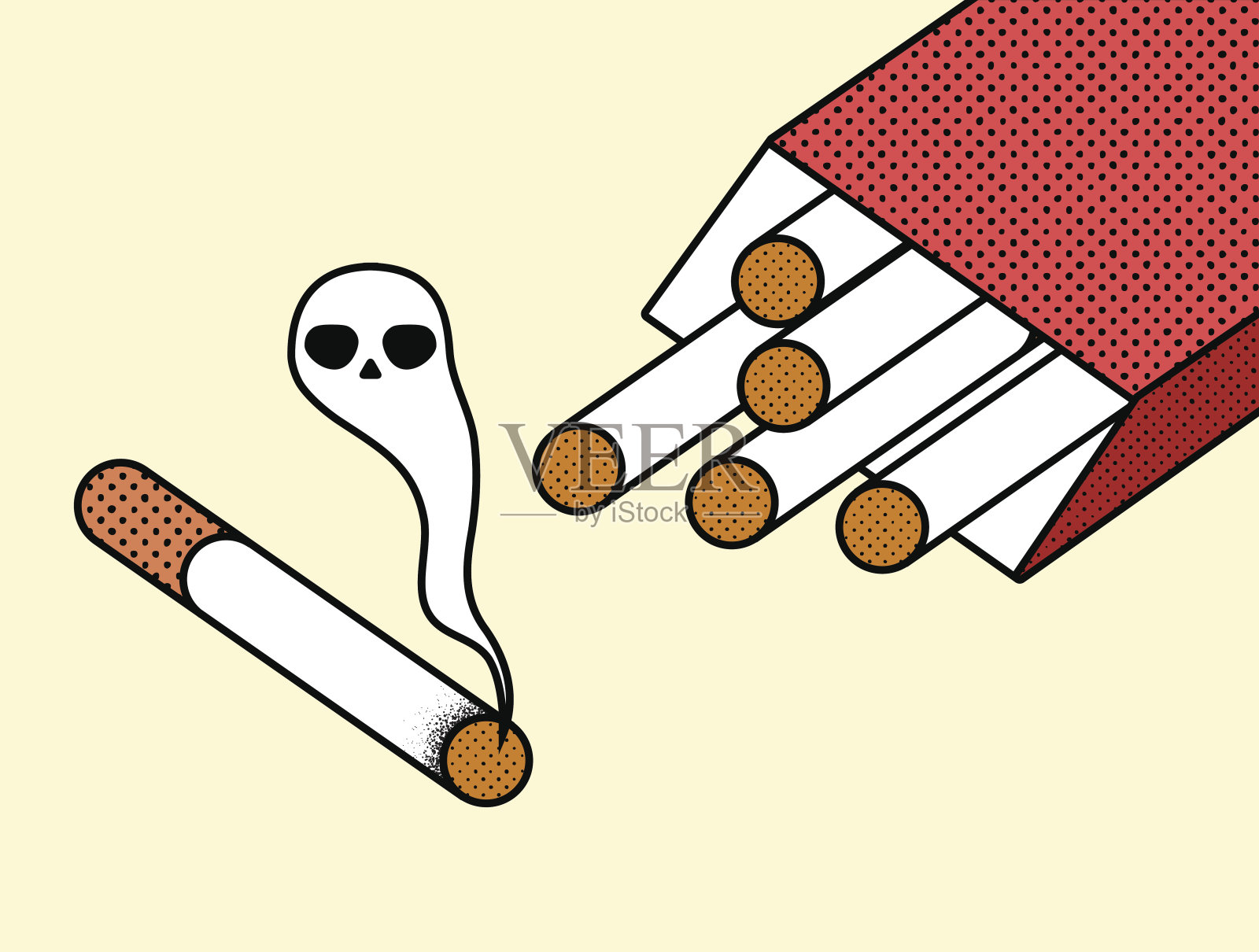 香烟燃烧形成骷髅烟插画图片素材