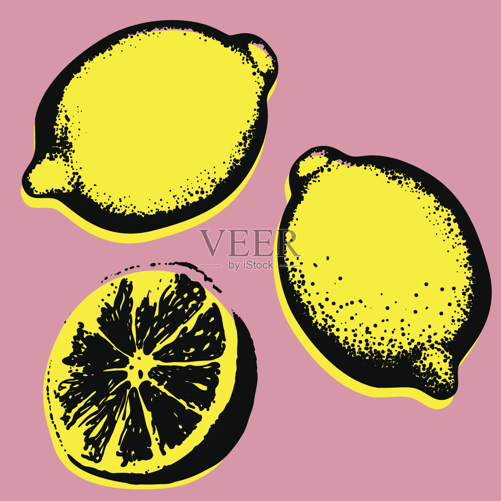 矢量手绘柠檬。插画图片素材