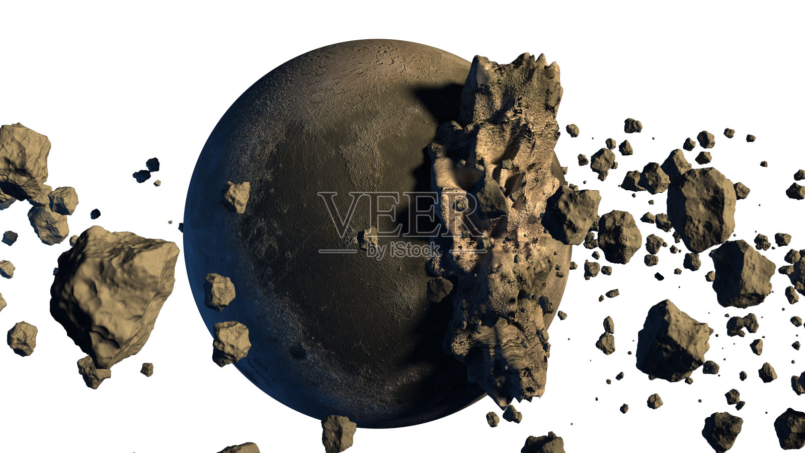 小行星的3D渲染。照片摄影图片