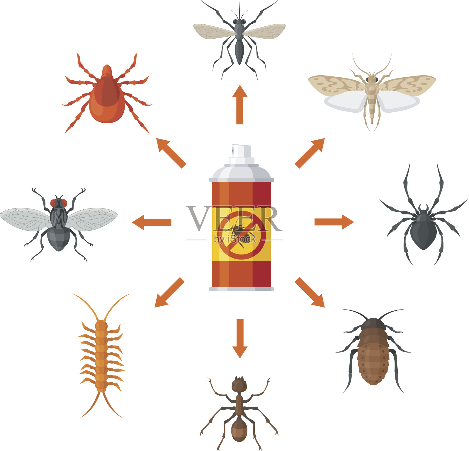 害虫防治与杀虫剂病媒说明插画图片素材