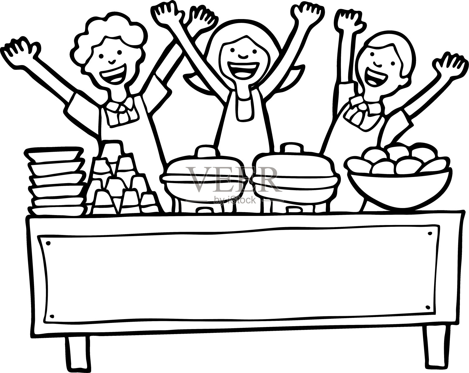 自助餐服务桌线艺术插画图片素材
