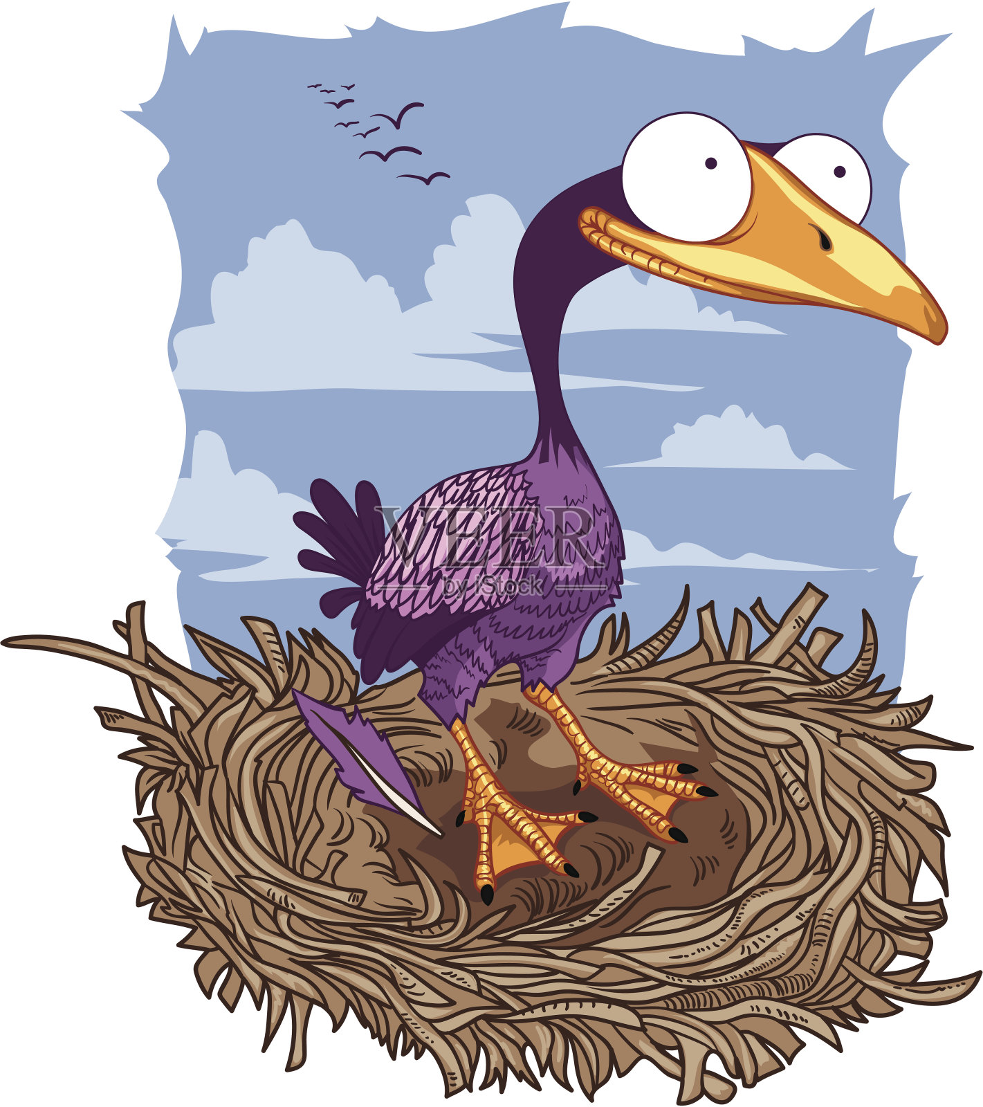 鸟巢里的鸟。插画图片素材