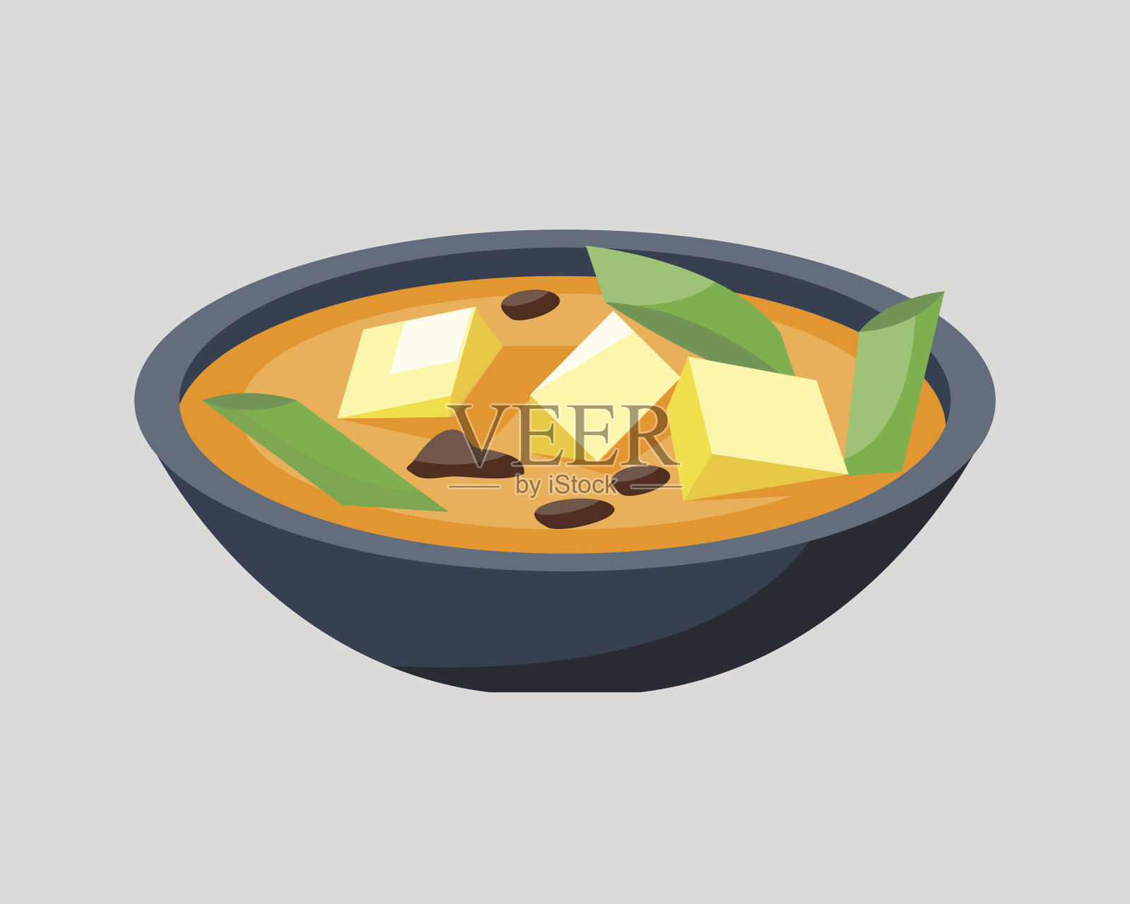 汤盘在碗孤立在白色的背景早餐健康食品热美味和素食的groats装饰面包烹饪矢量插图插画图片素材