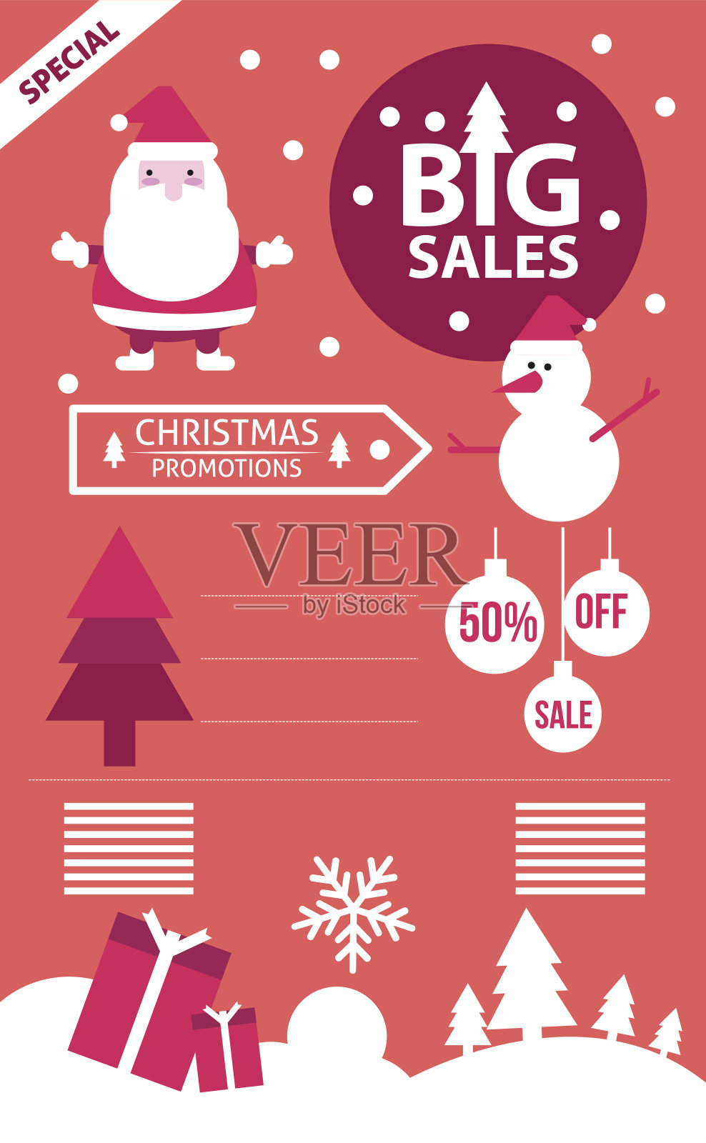圣诞大销售信息图形。设计元素图片