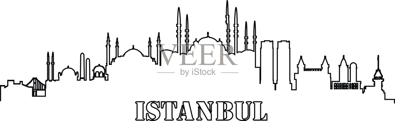 伊斯坦布尔的天际线插画图片素材