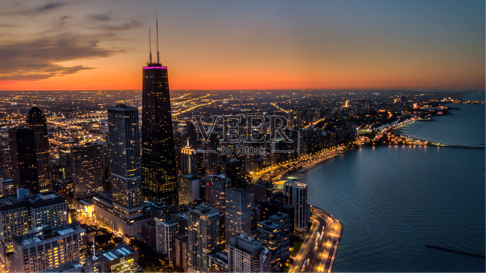 芝加哥的空中轮廓照片摄影图片