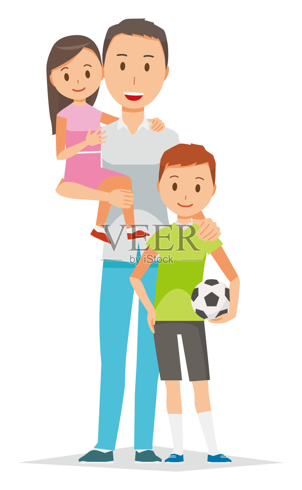 家庭插图-父亲和孩子的家庭插画图片素材