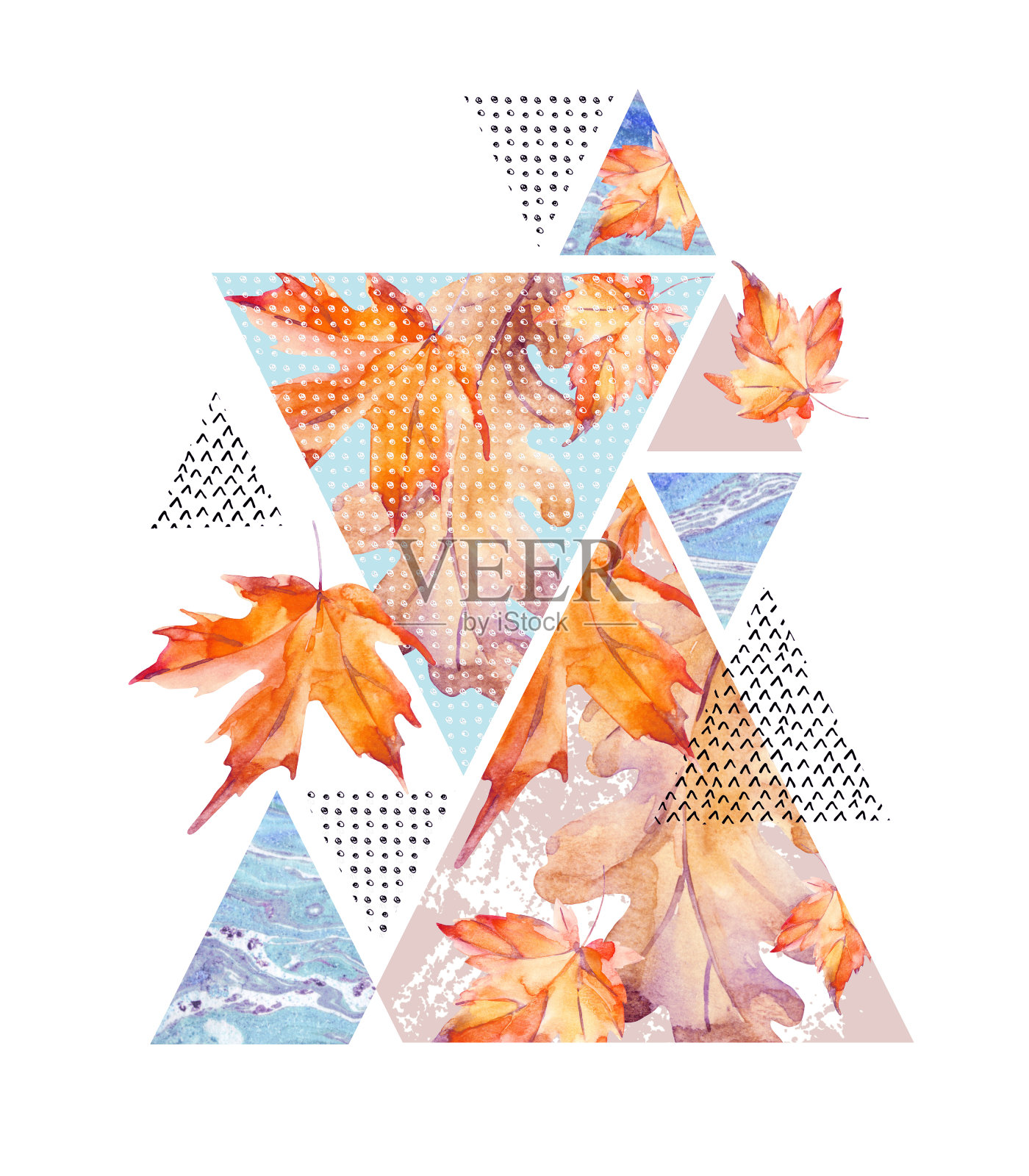 抽象的秋季几何海报。插画图片素材