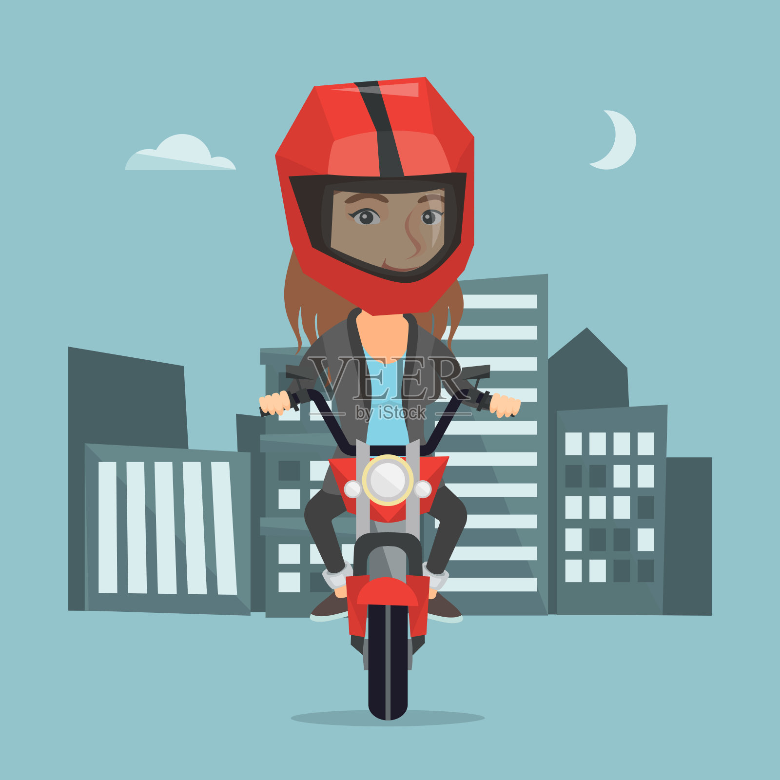 一个晚上骑摩托车的白人女人设计元素图片