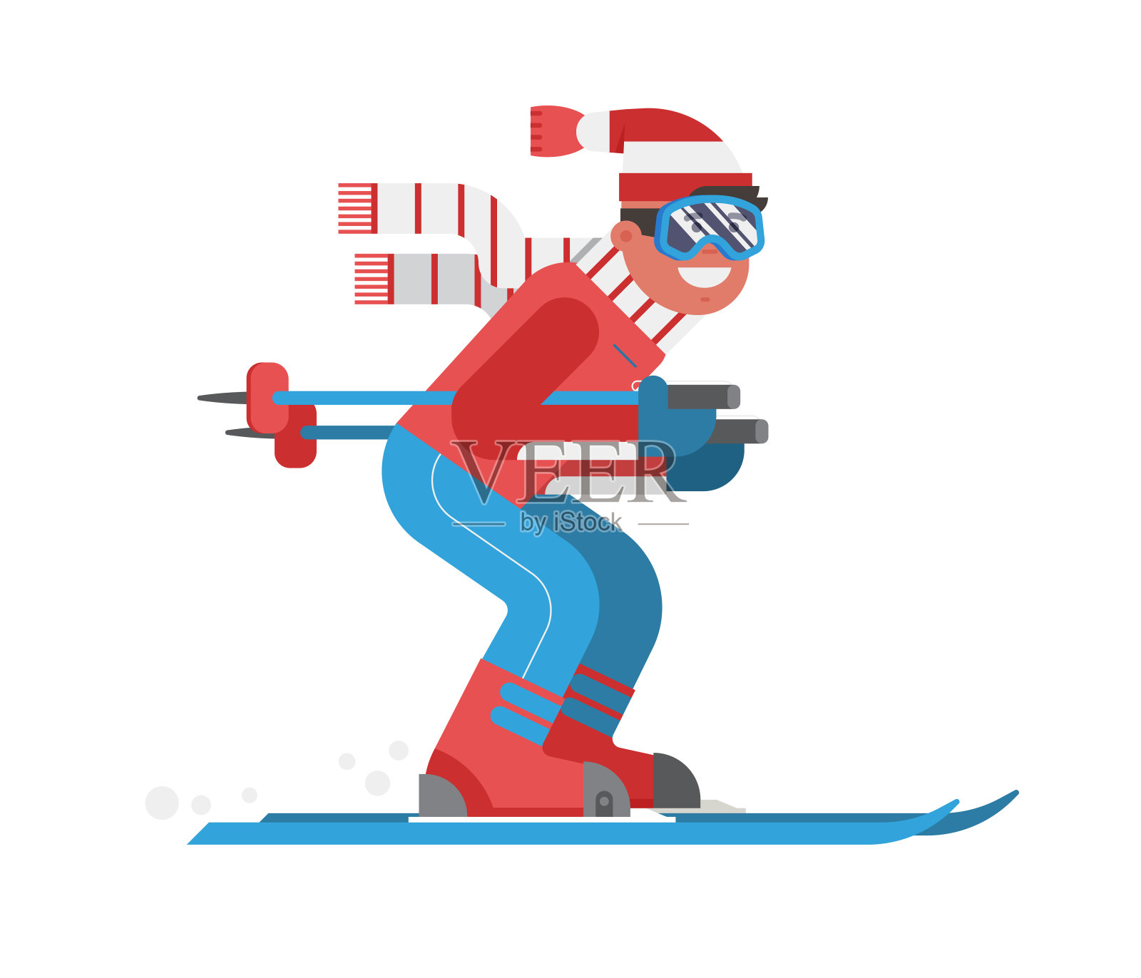 高山滑雪的人骑在冬季森林插画图片素材