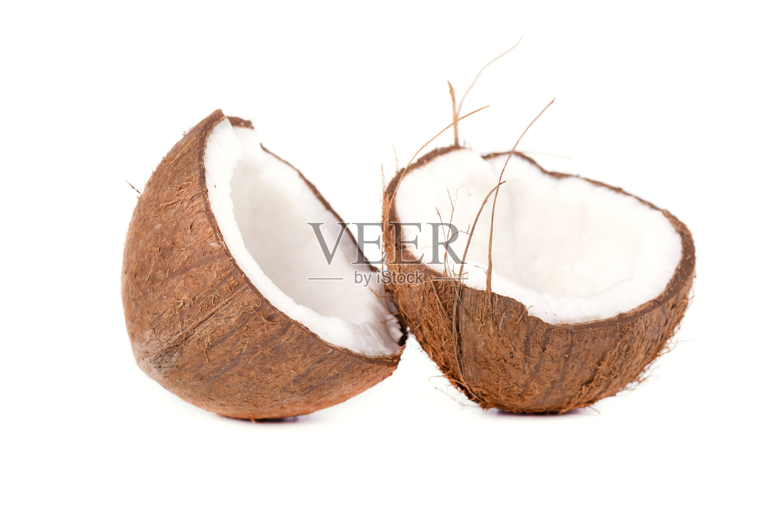 热带水果椰子。椰子孤立在白色背景上。照片摄影图片