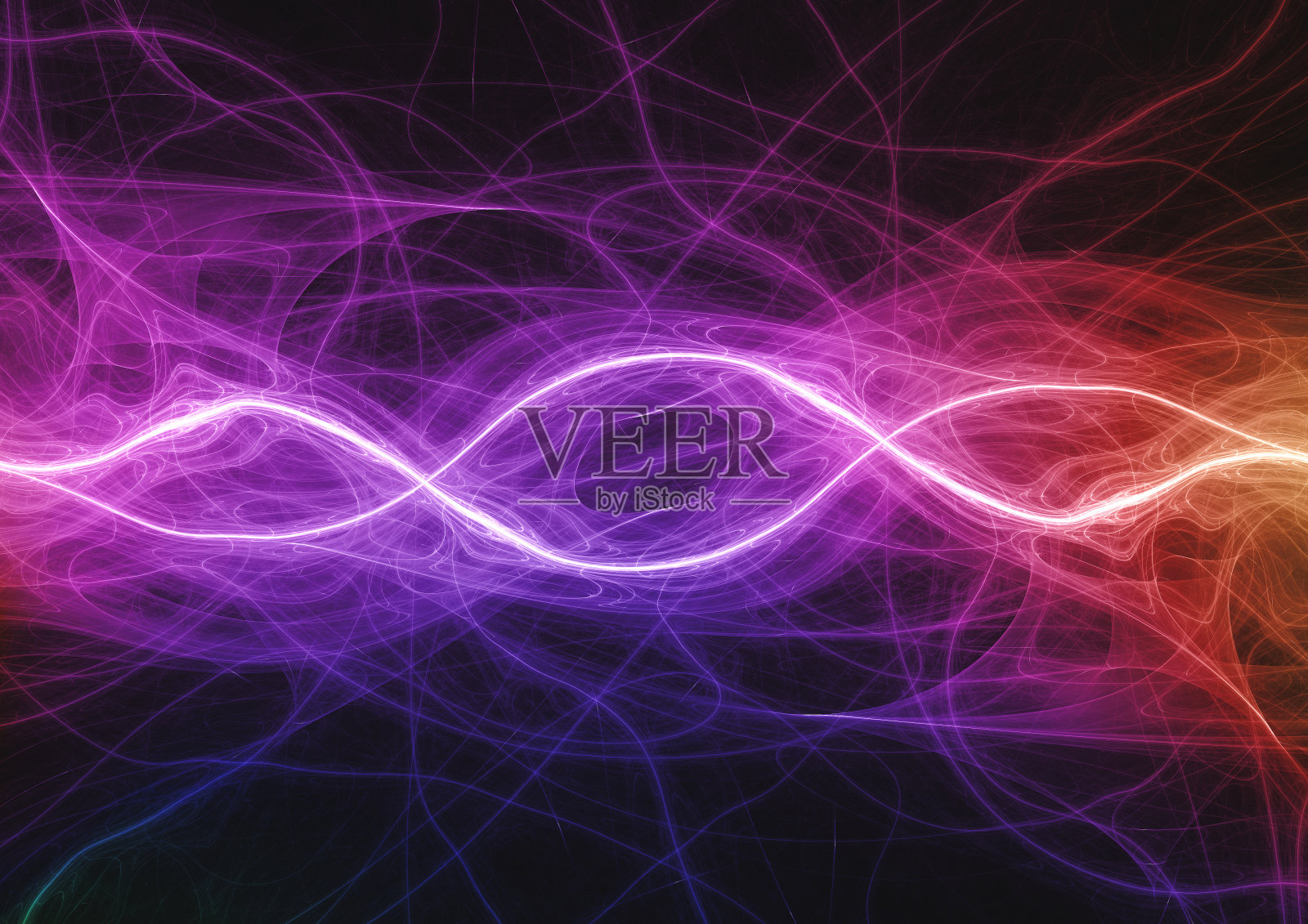 紫色的等离子体或声波，抽象的波背景照片摄影图片