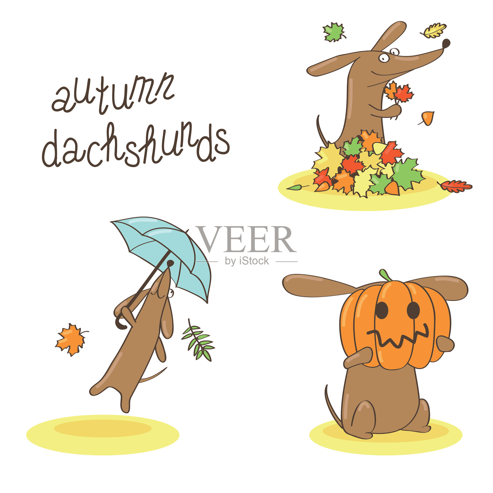 一组腊肠在秋季做秋季活动的三张照片设计元素图片