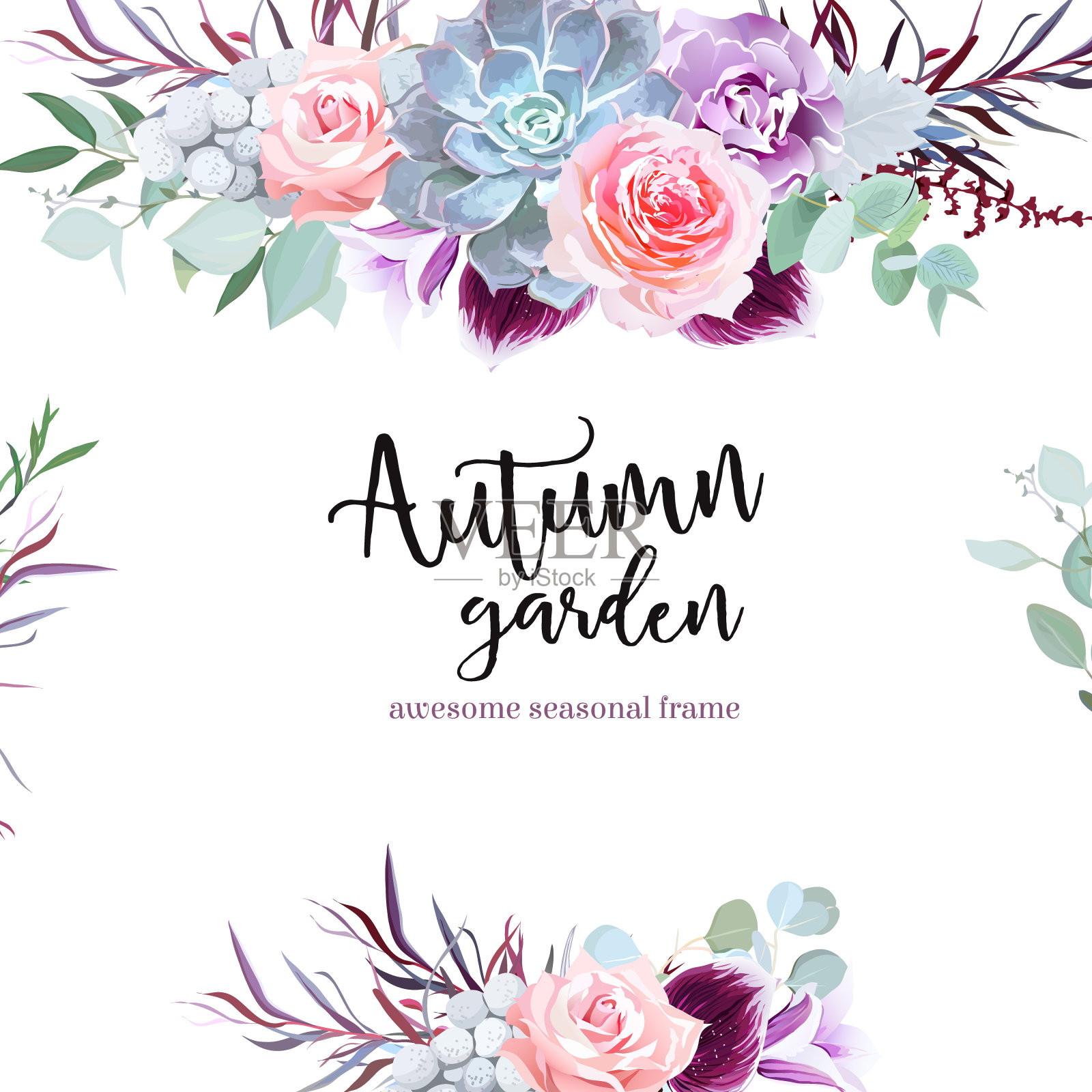 时尚的梅花和粉红色的花朵矢量设计卡插画图片素材
