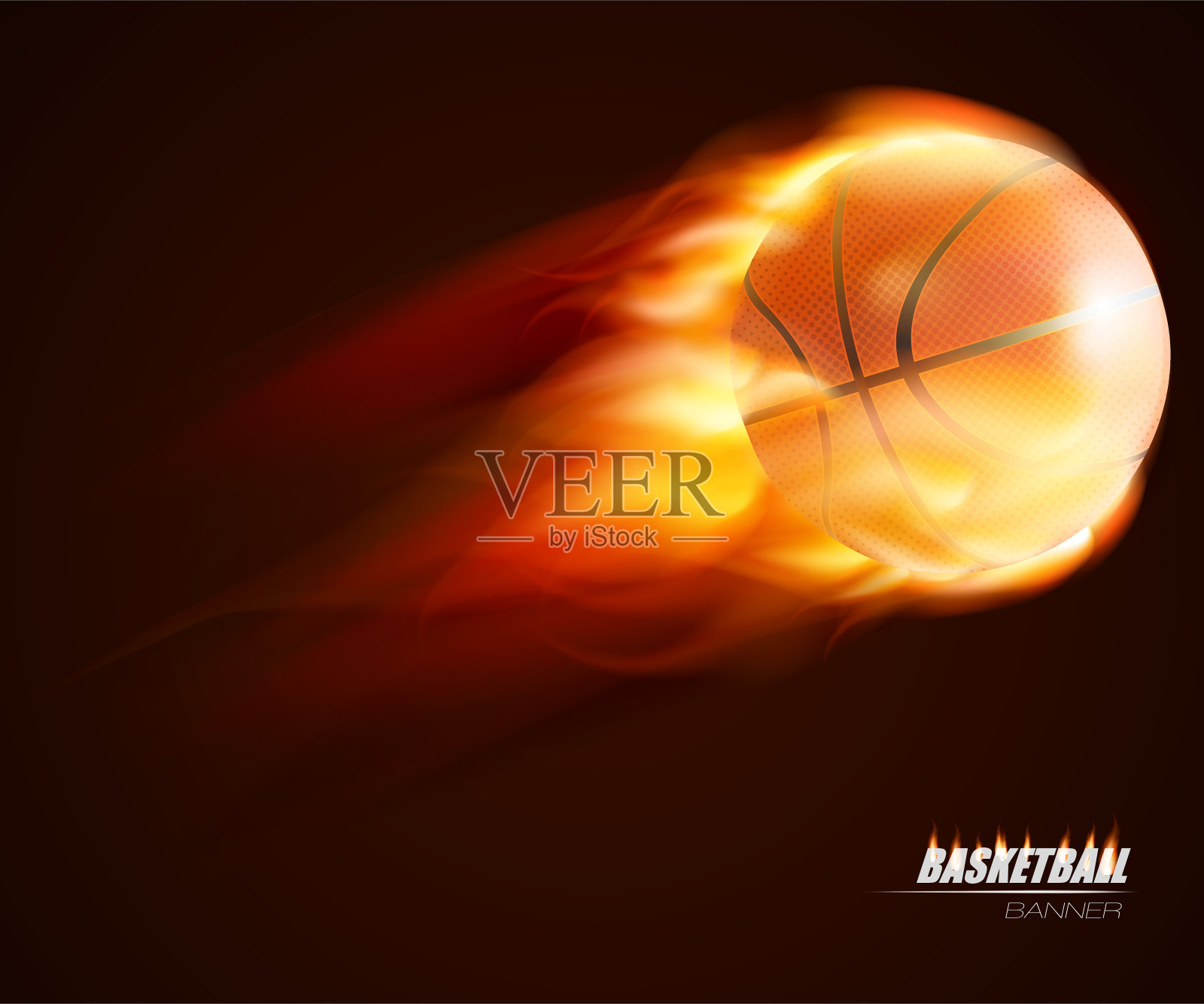 火焰燃烧篮球在黑暗的背景插画图片素材