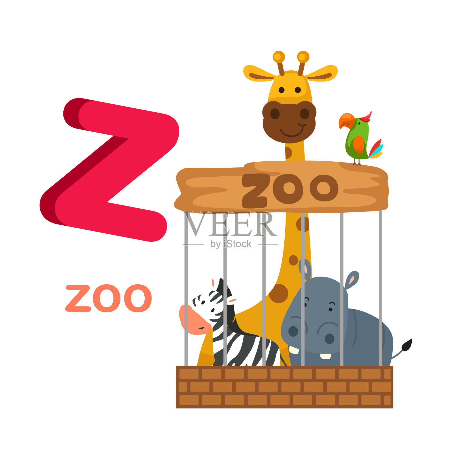 插图孤立字母Z动物园设计元素图片