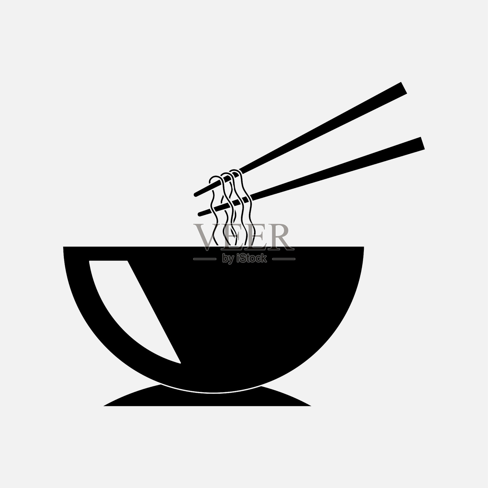 图标杯面条用筷子，面条palochkami美味的食物插画图片素材