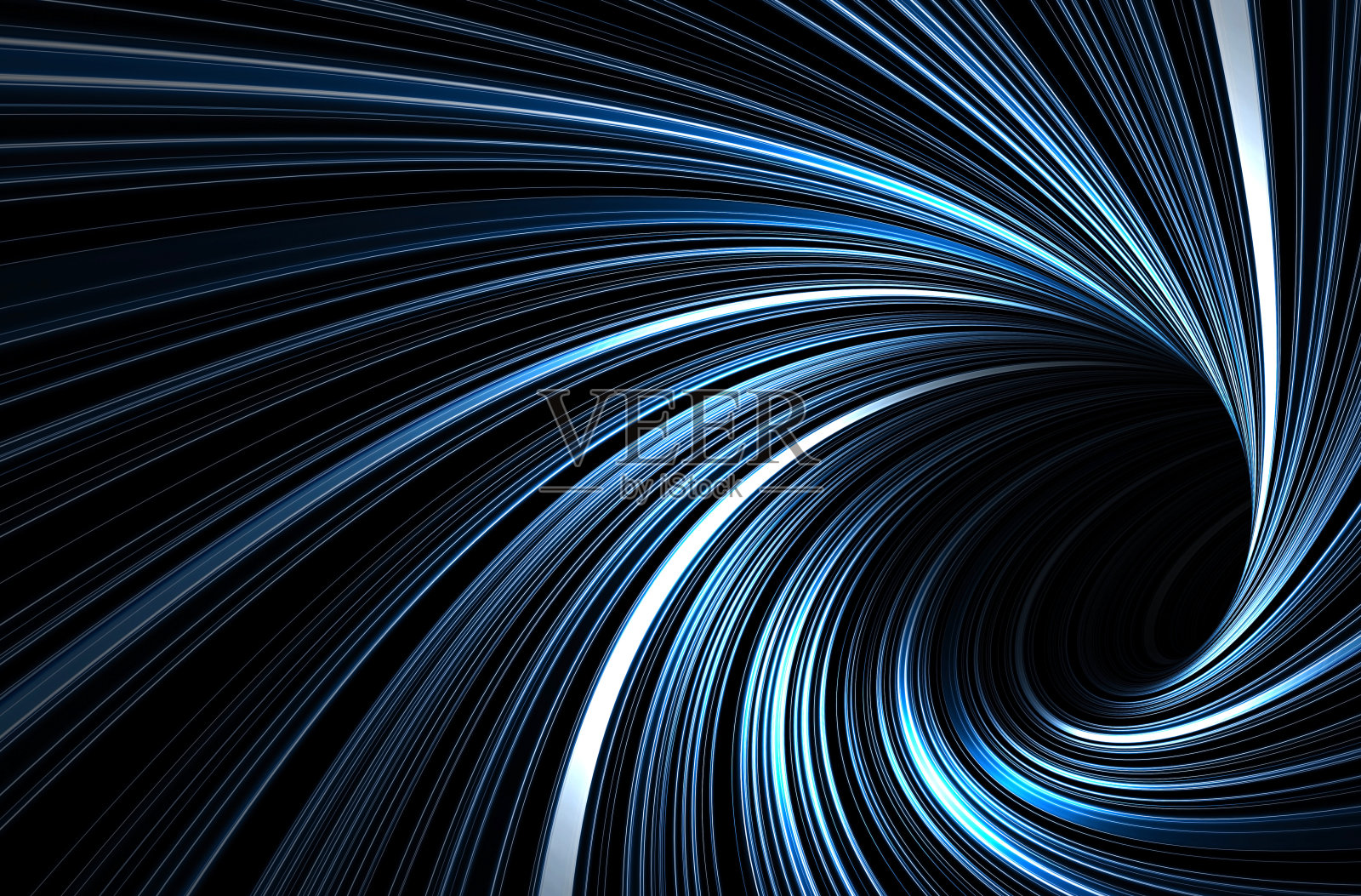 深蓝色隧道与发光的螺旋线照片摄影图片
