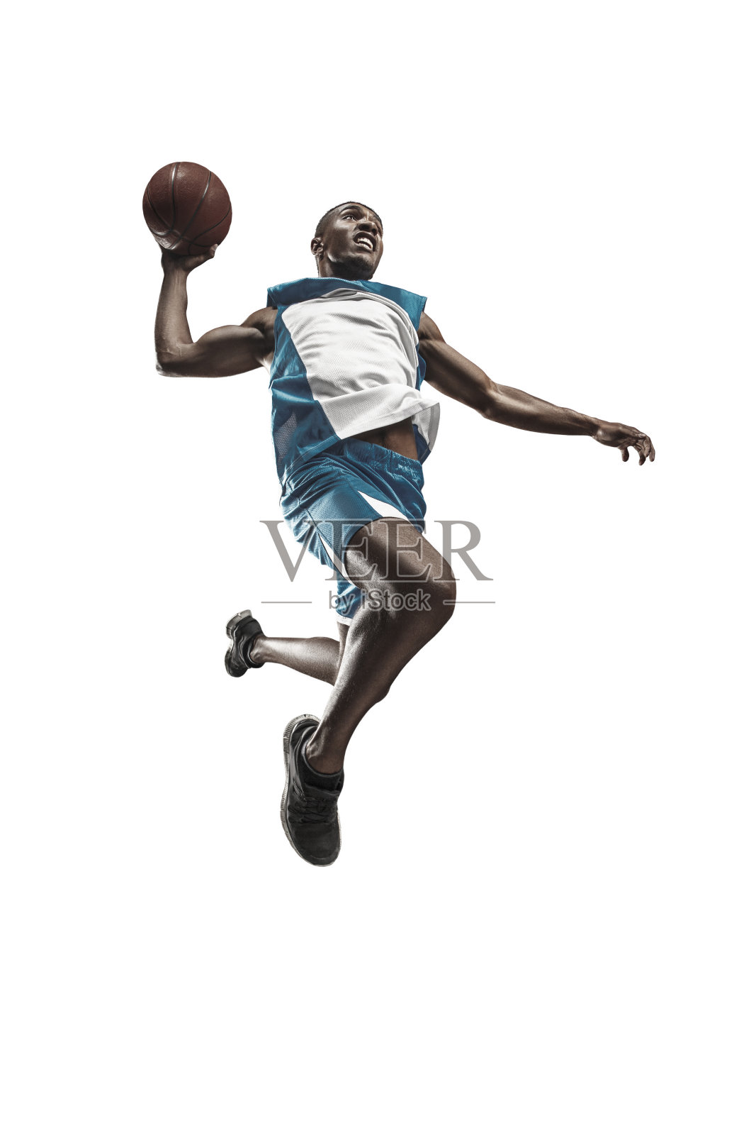 一个篮球运动员与球的全长肖像照片摄影图片