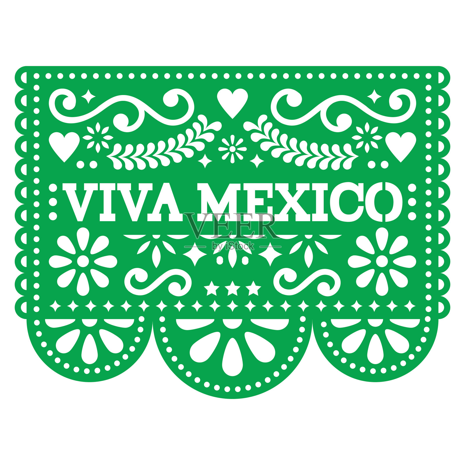 墨西哥纸picado矢量设计-墨西哥纸装饰与图案和文字插画图片素材