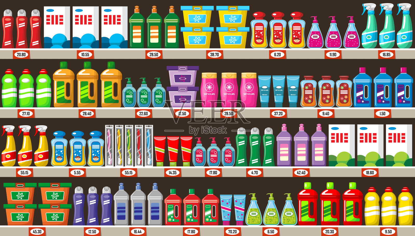 商店里有家用化学品的货架插画图片素材