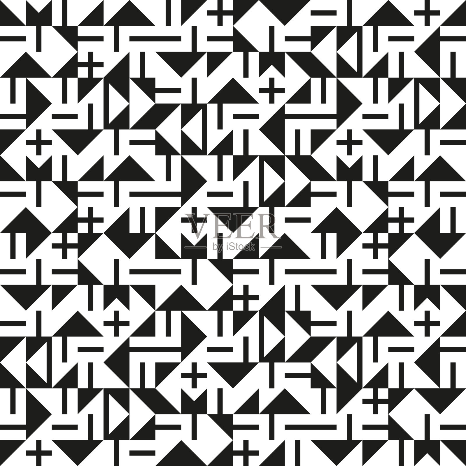 抽象几何黑白无缝图案插画图片素材