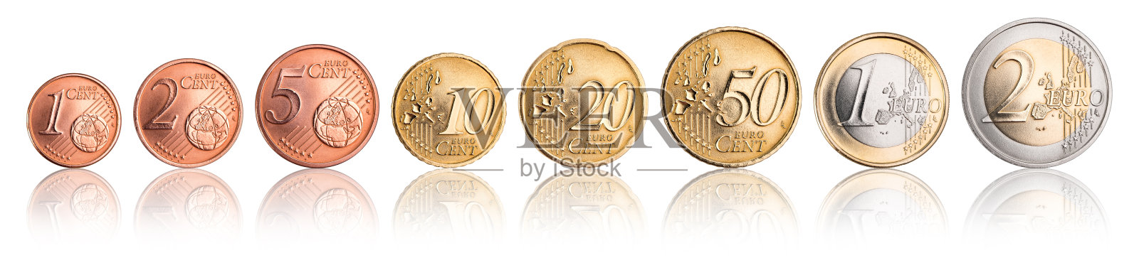 欧元和分硬币货币套装照片摄影图片