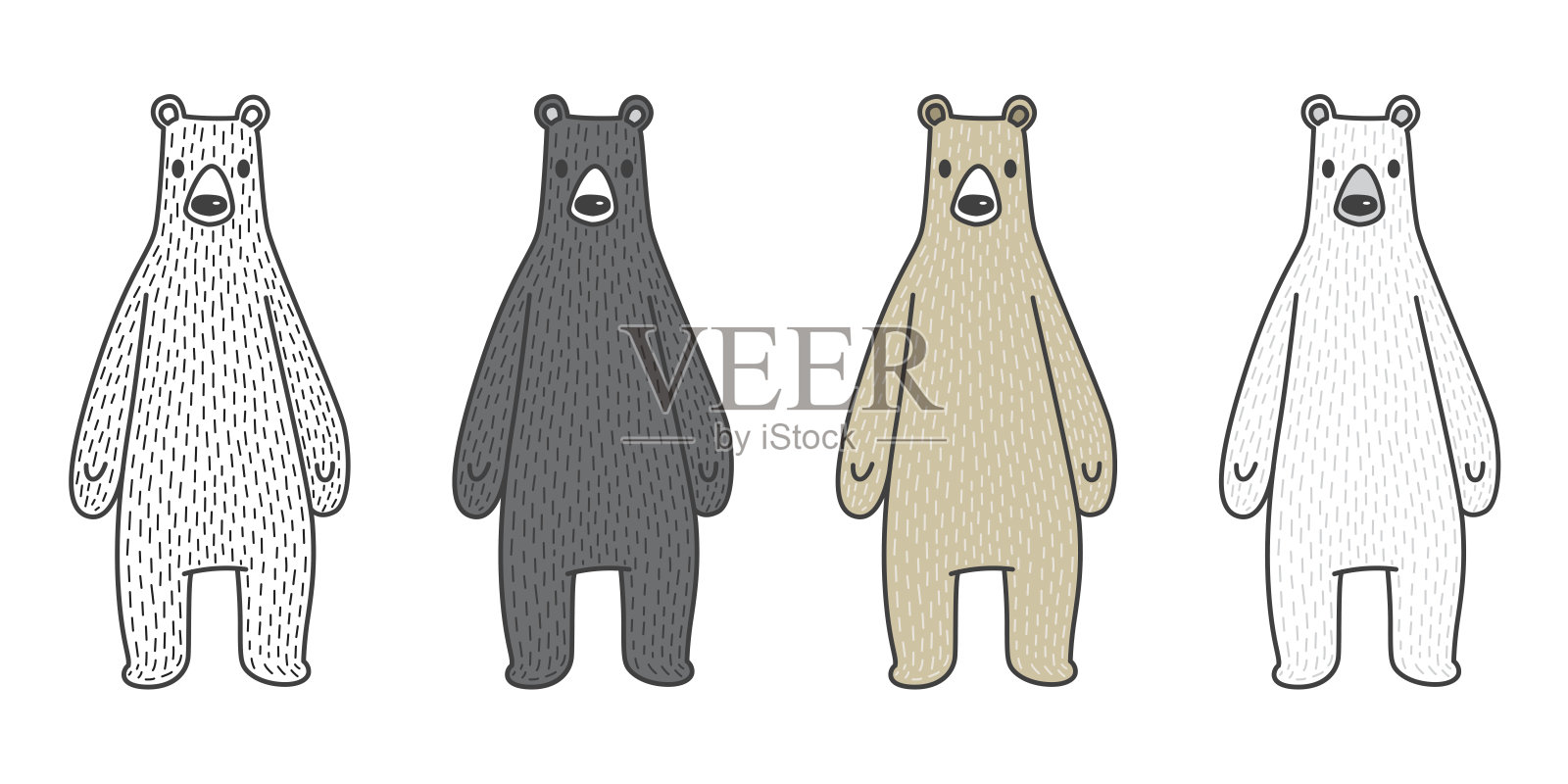 熊北极熊泰迪围巾卡通矢量涂鸦插图插画图片素材