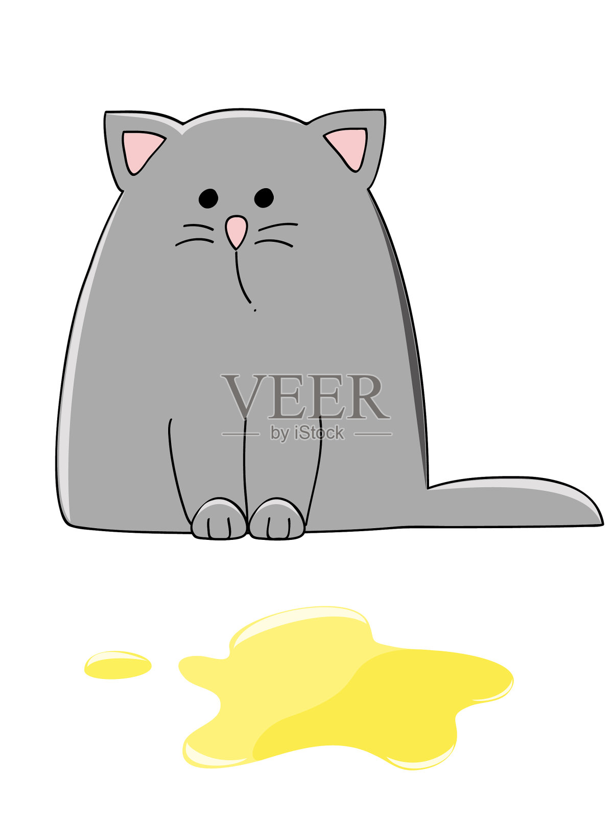 小猫,池插画图片素材